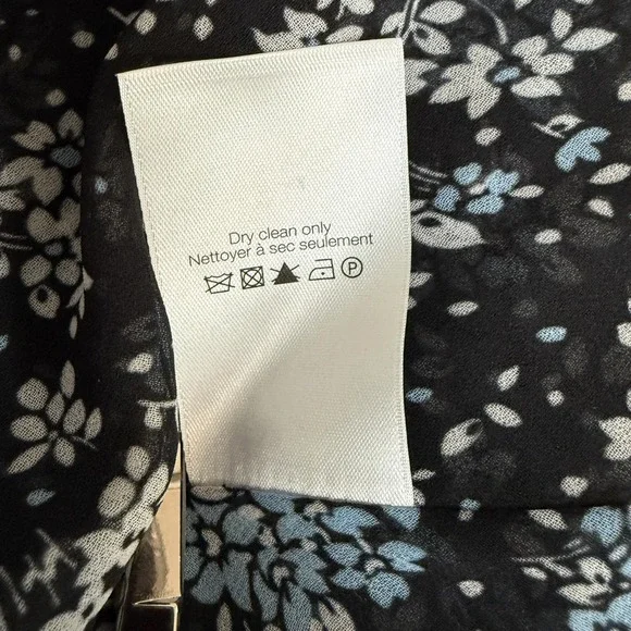 Veronica Beard Sean Wrap Dress Womens 20 Black Ditsy Floral Silk Ruched Ruffle - Picture 9 of 14